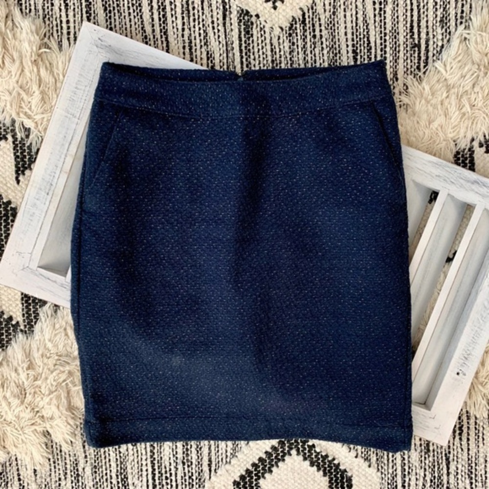 Merona Blue/Gold Tweed Skirt